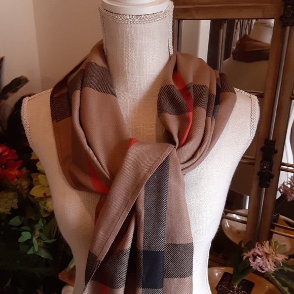 Jessica McClintock Polyester Plaid Scarf NWT - Picture 3 of 6